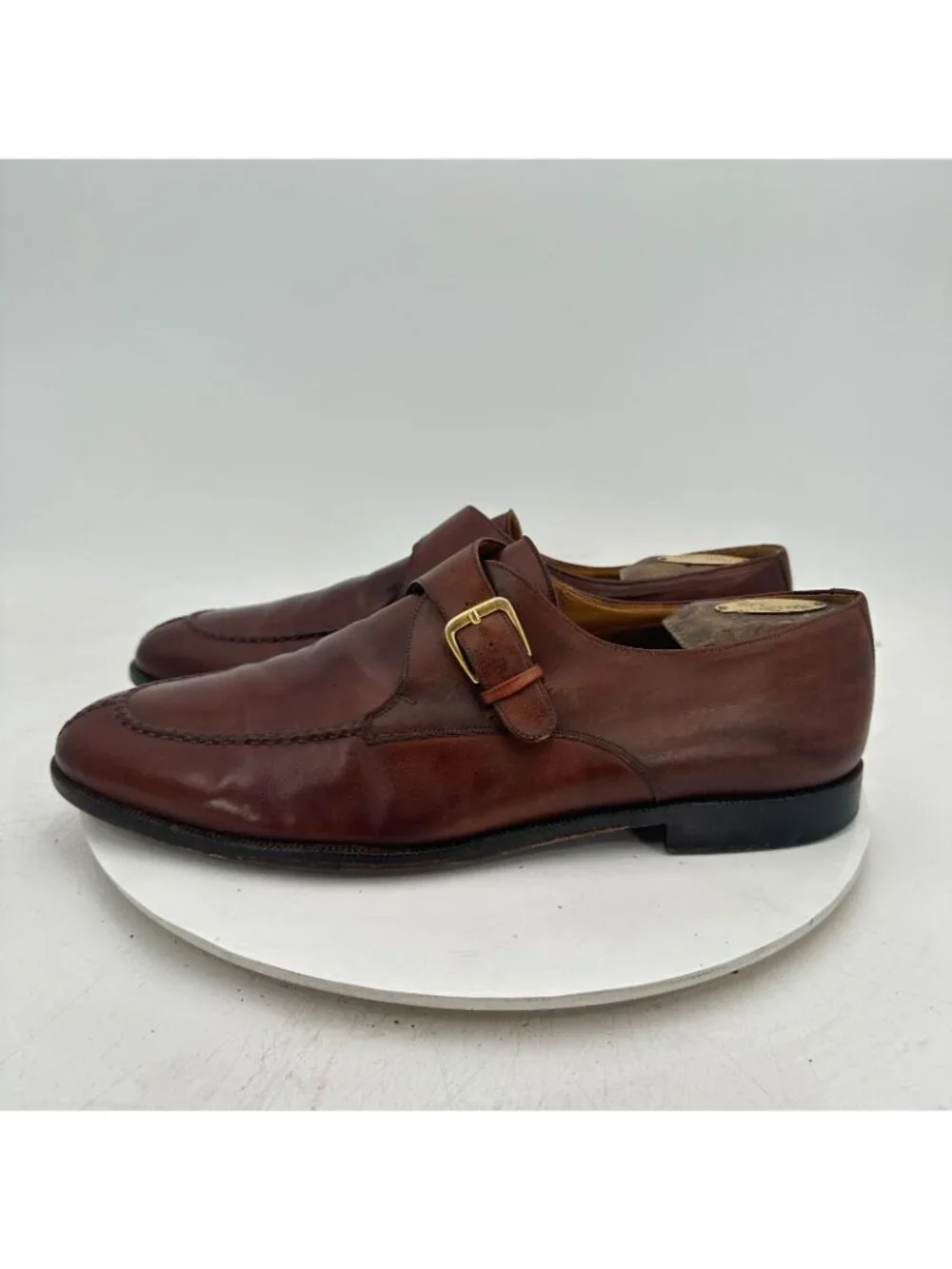 Mezlan Winthrop Men Size 12M Brown Leather Split Toe Single Monk Dress Shoes